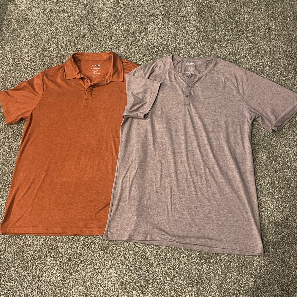 01.Algo Performance Large Short Sleeve Polo & Shirt Super Soft Great Stretch EUC